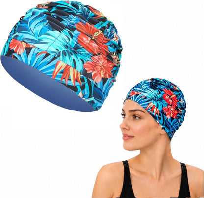 Women's Swim Cap Pleated Swimming Cap Adult Pool Swim Gear Accessories