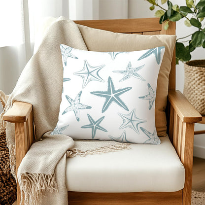 Blue Coastal Beach Starfish Pillow Covers Pillowcases 18x18. Beach House Decor. Coastal Granddaughter Room Decor
