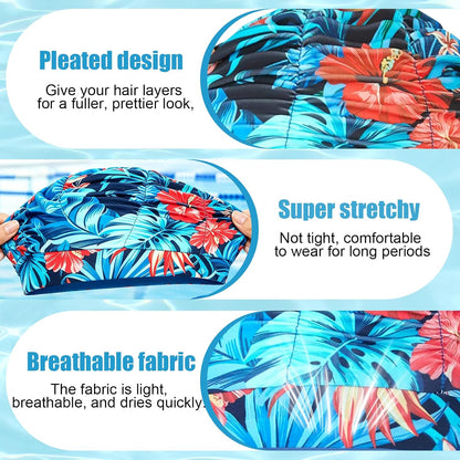Women's Swim Cap Pleated Swimming Cap Adult Pool Swim Gear Accessories